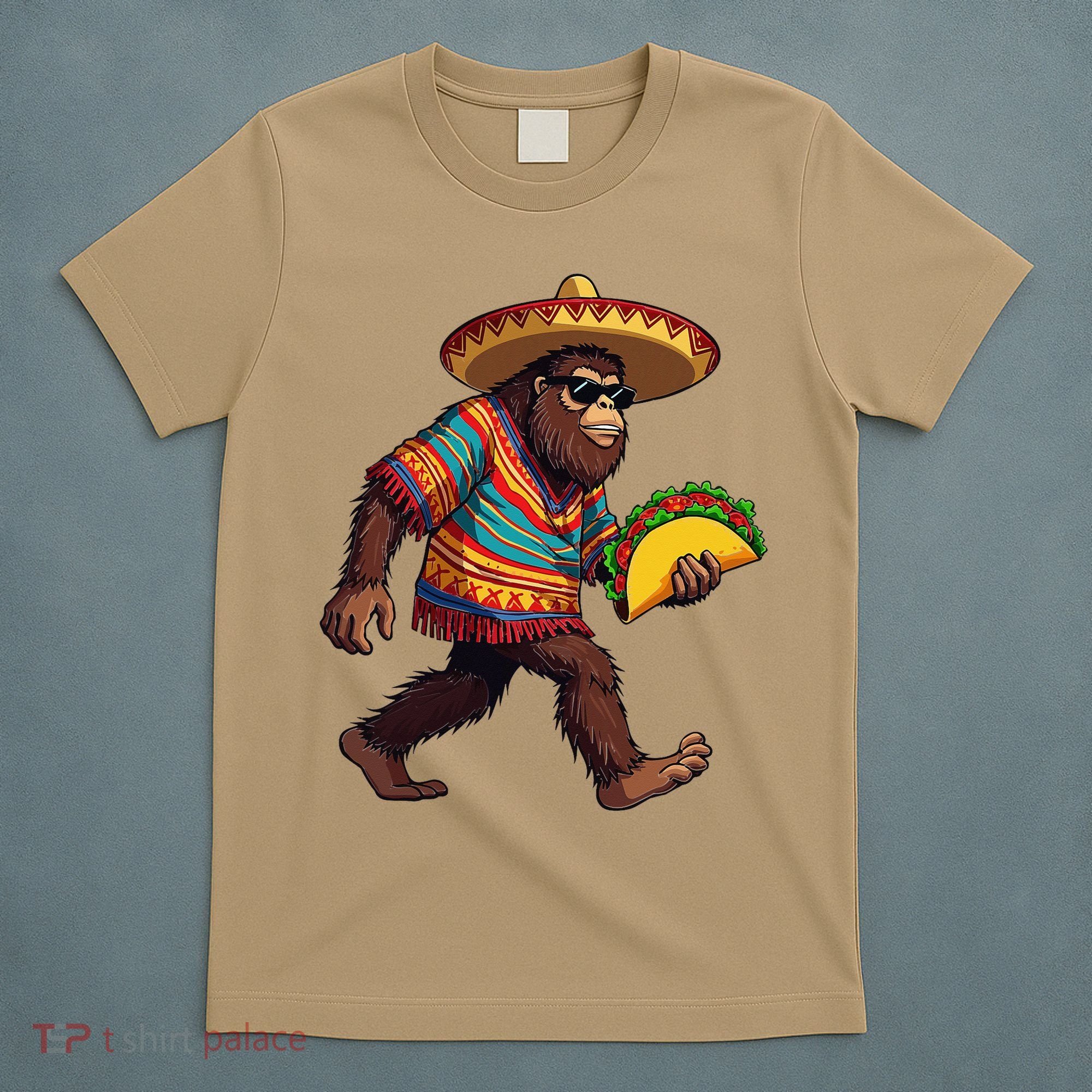 Bigfoot Carrying Taco Funny Cinco De Mayo Sasquatch T-Shirt
