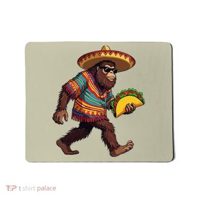 Bigfoot Carrying Taco Funny Cinco De Mayo Sasquatch Mousepad