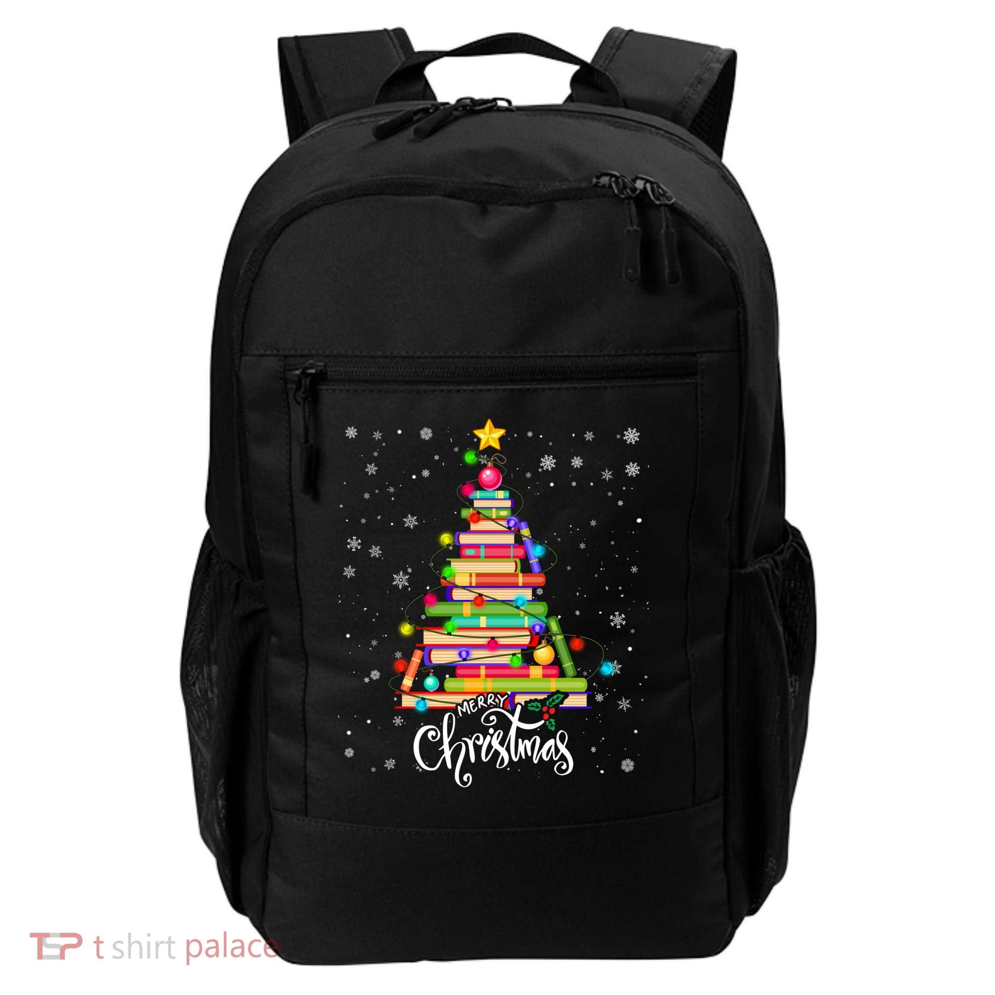 Books Christmas Tree Funny Love Reading Book Lover Librarian Cool Gift Backpack