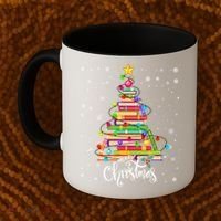 Books Christmas Tree Funny Love Reading Book Lover Librarian Cool Gift Coffee Mug thumb 2