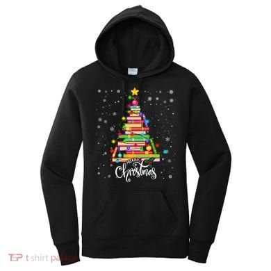 Books Christmas Tree Funny Love Reading Book Lover Librarian Cool Gift Women's Hoodie