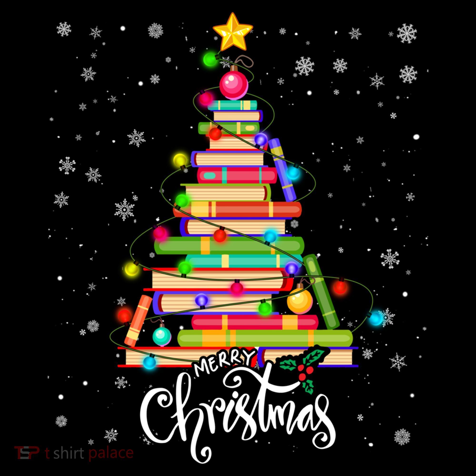 Books Christmas Tree Funny Love Reading Book Lover Librarian Cool Gift Women's Hoodie