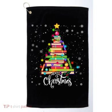 Books Christmas Tree Funny Love Reading Book Lover Librarian Cool Gift Golf Towel