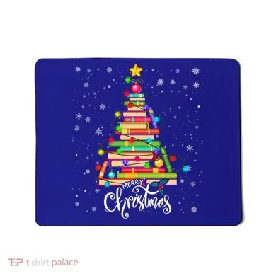 Books Christmas Tree Funny Love Reading Book Lover Librarian Cool Gift Mousepad