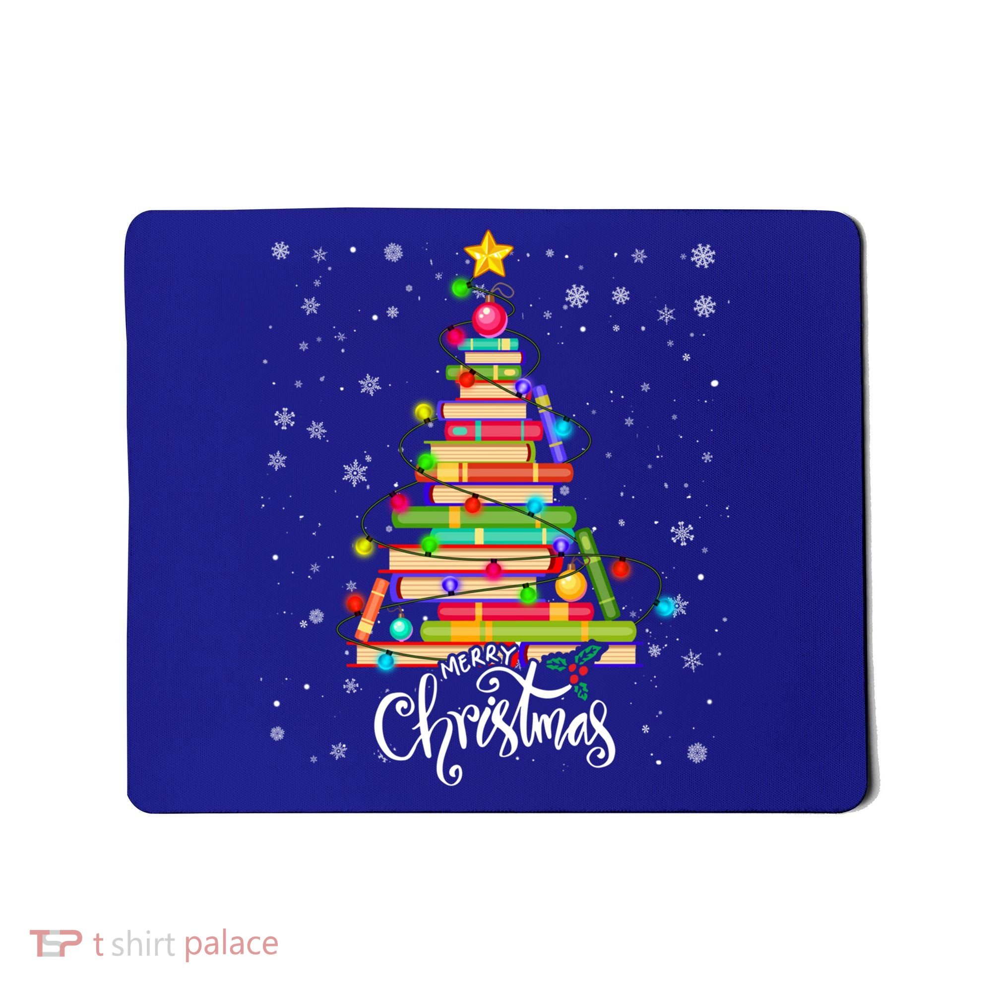 Books Christmas Tree Funny Love Reading Book Lover Librarian Cool Gift Mousepad