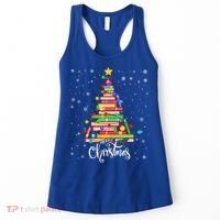 Books Christmas Tree Funny Love Reading Book Lover Librarian Cool Gift Women's Tank Top thumb 0