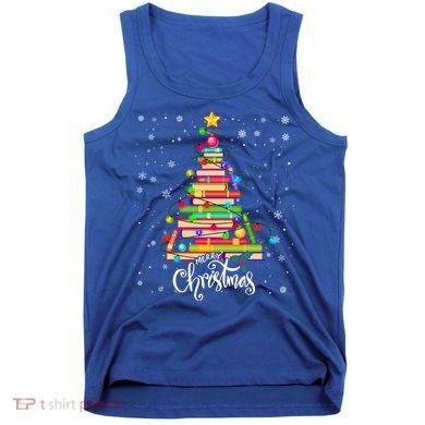Books Christmas Tree Funny Love Reading Book Lover Librarian Cool Gift Tank Top