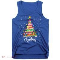 Books Christmas Tree Funny Love Reading Book Lover Librarian Cool Gift Tank Top thumb 0