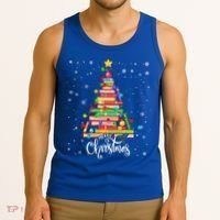 Books Christmas Tree Funny Love Reading Book Lover Librarian Cool Gift Tank Top thumb 3