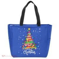 Books Christmas Tree Funny Love Reading Book Lover Librarian Cool Gift Tote Bag thumb 0