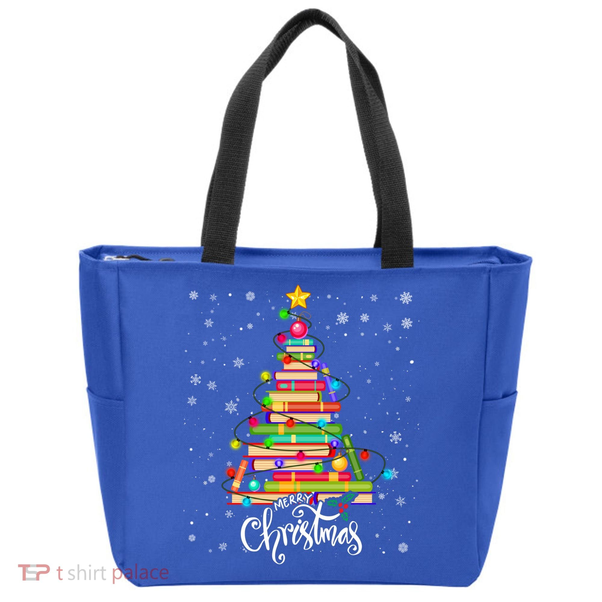 Books Christmas Tree Funny Love Reading Book Lover Librarian Cool Gift Tote Bag