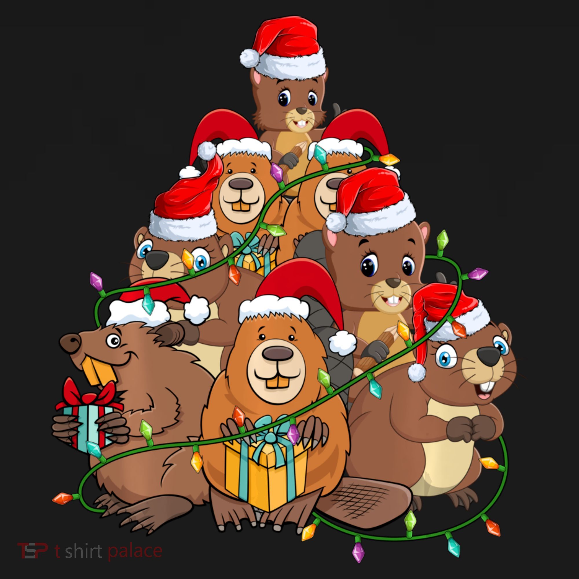 Beavers Christmas Tree Lights Xmas Pajamas For Family Women's Hoodie