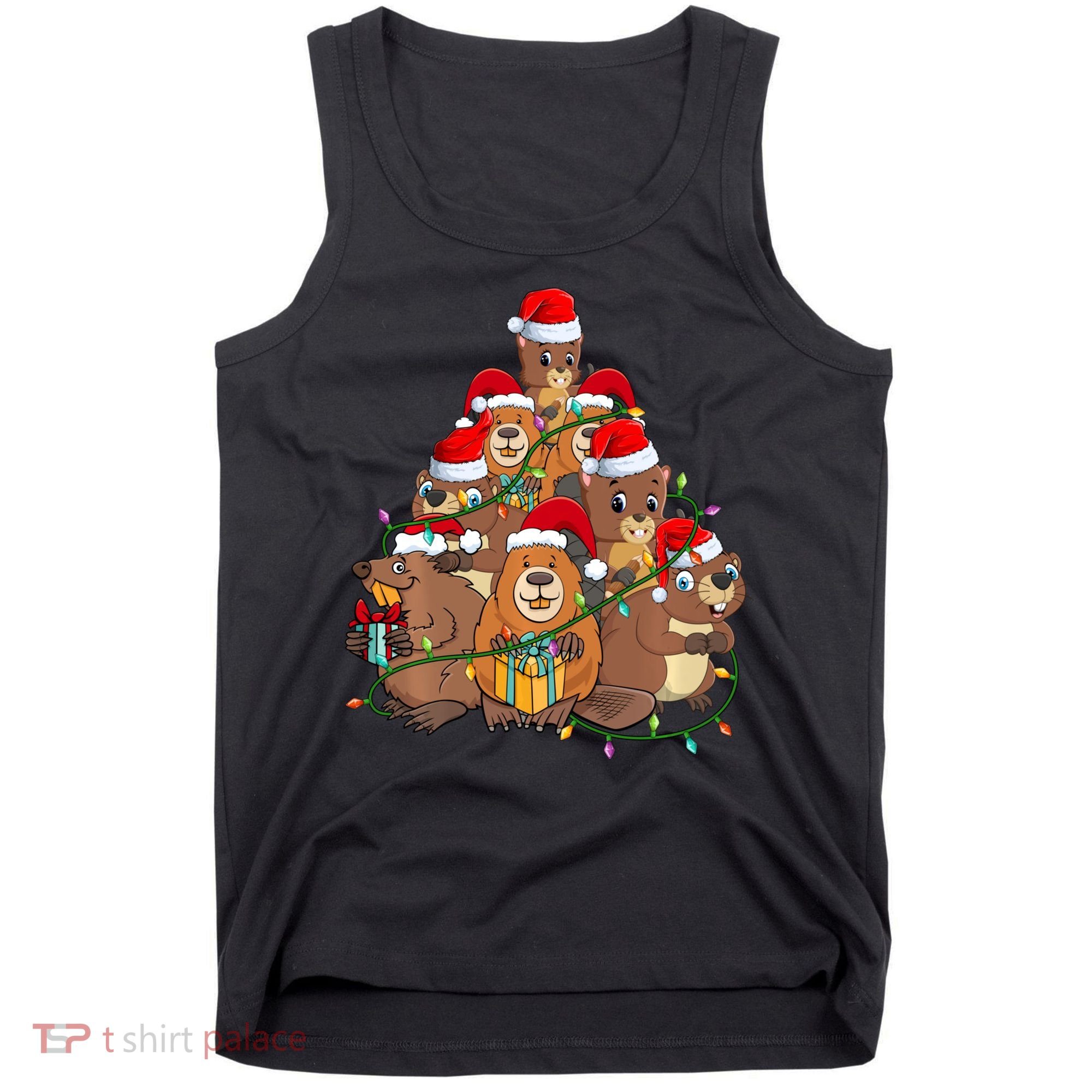 Beavers Christmas Tree Lights Xmas Pajamas For Family Tank Top