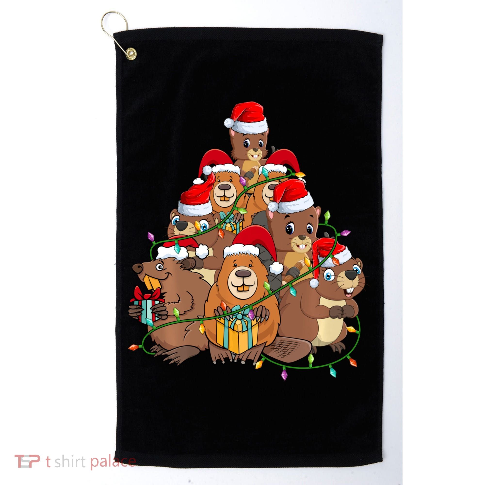 Beavers Christmas Tree Lights Xmas Pajamas For Family Golf Towel