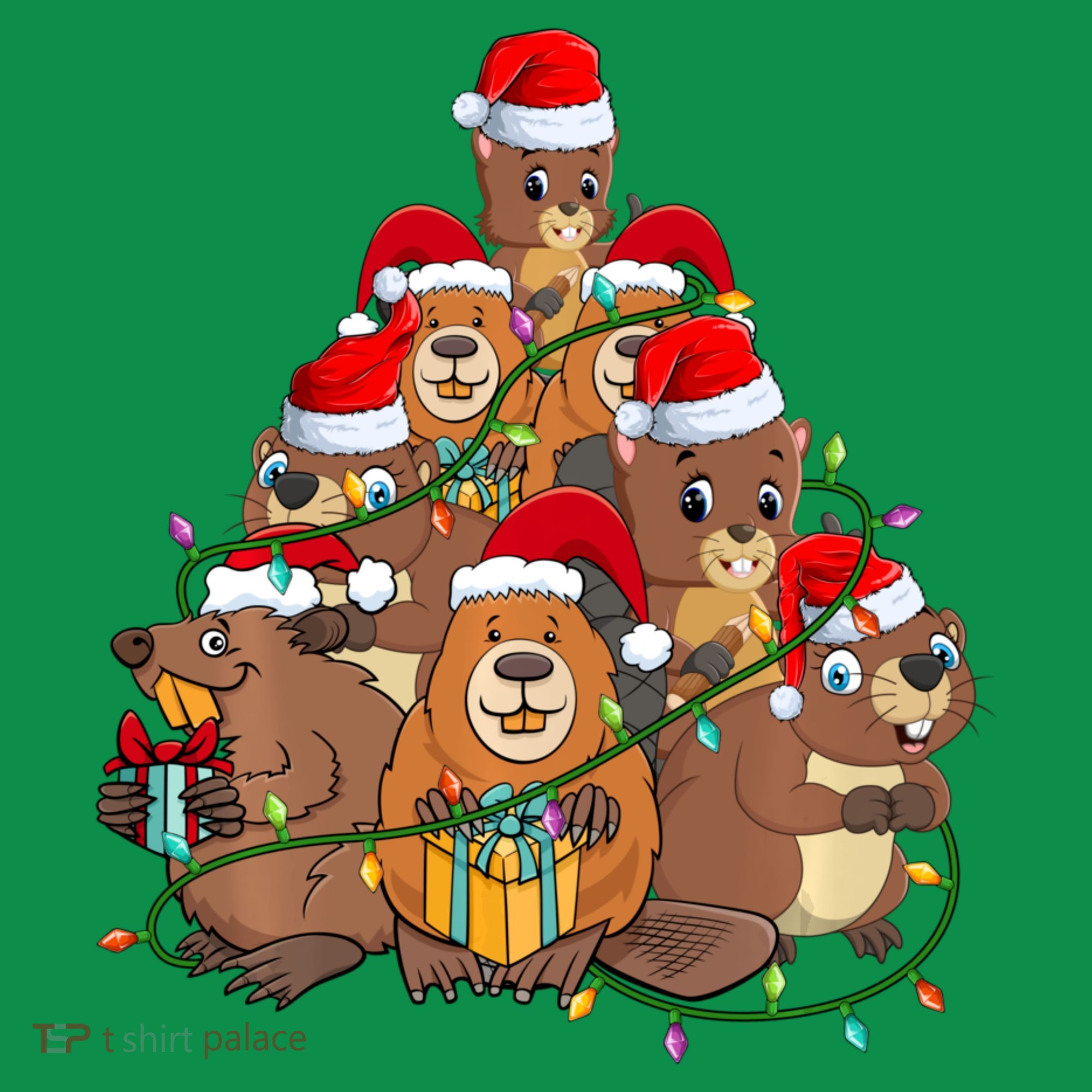 Beavers Christmas Tree Lights Xmas Pajamas For Family Baby Bodysuit