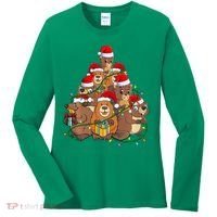 Beavers Christmas Tree Lights Xmas Pajamas For Family Women's Long Sleeve Shirt thumb 0