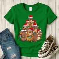 Beavers Christmas Tree Lights Xmas Pajamas For Family Women's T-Shirt thumb 3
