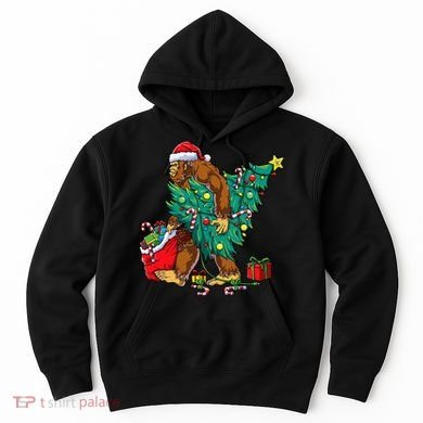 Bigfoot Christmas Tree Lights Xmas Hoodie