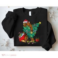 Bigfoot Christmas Tree Lights Xmas Sweatshirt thumb 2