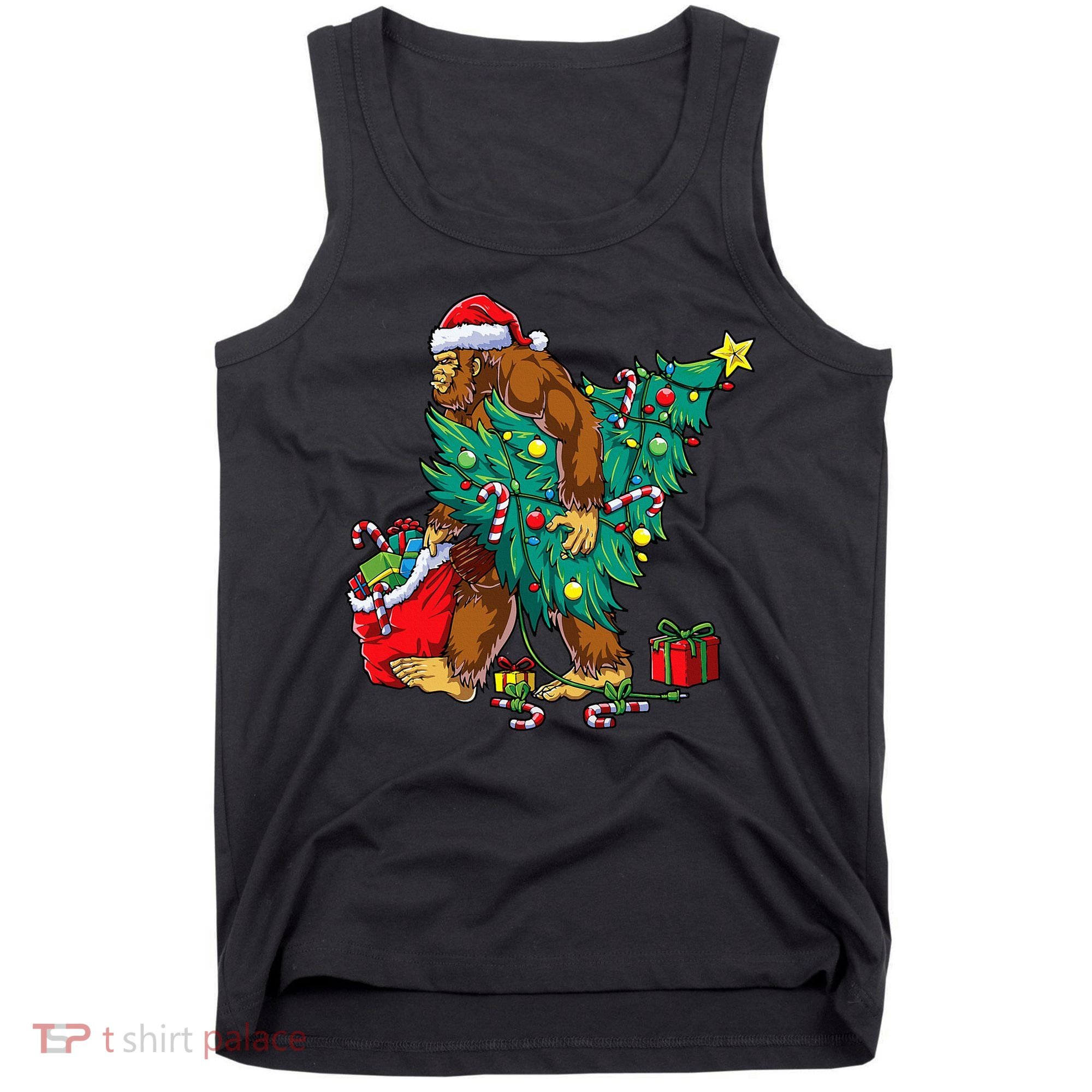 Bigfoot Christmas Tree Lights Xmas Tank Top