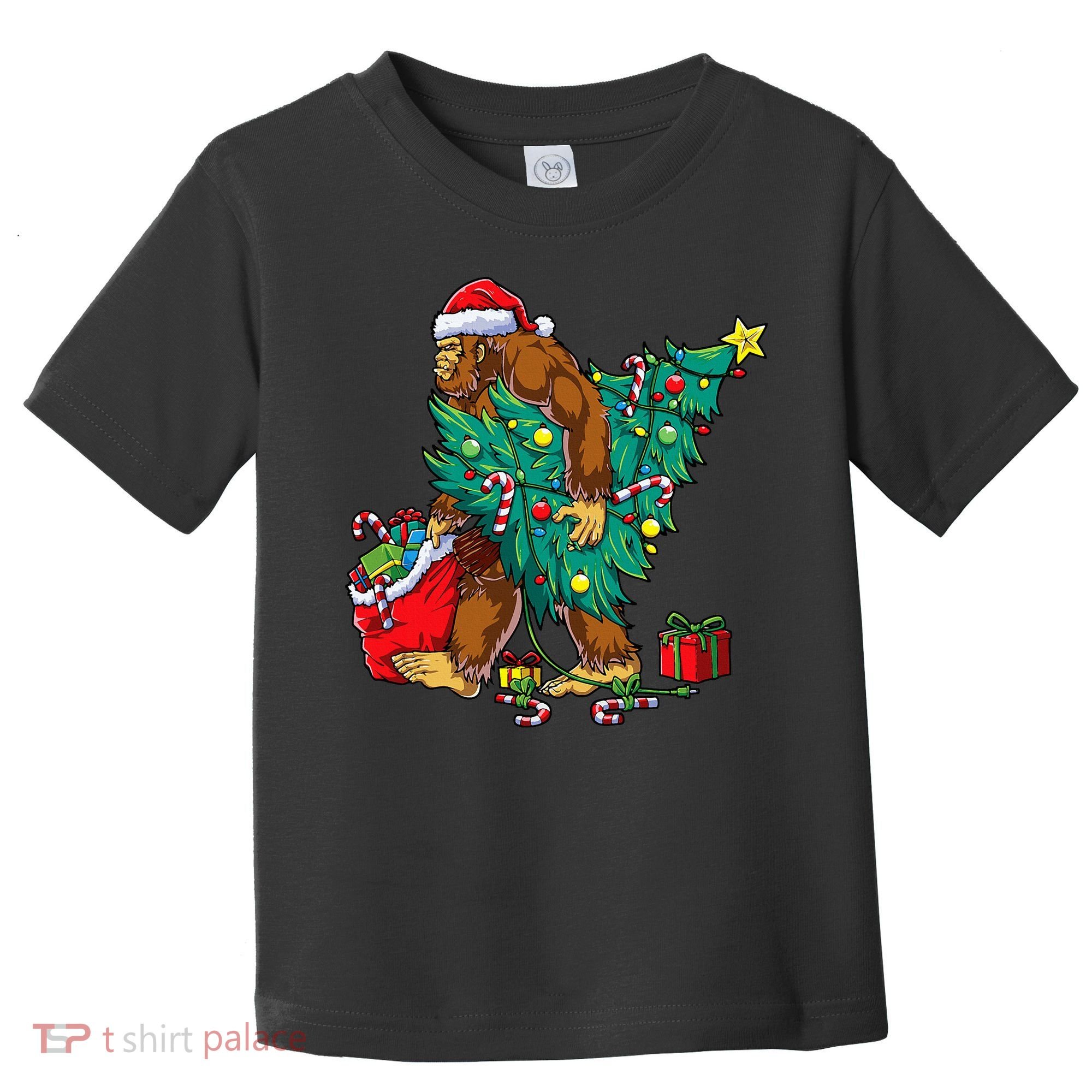 Bigfoot Christmas Tree Lights Xmas Toddler T-Shirt