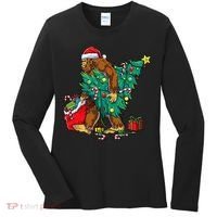 Bigfoot Christmas Tree Lights Xmas Women's Long Sleeve Shirt thumb 0