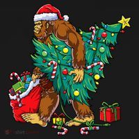Bigfoot Christmas Tree Lights Xmas Women's T-Shirt thumb 6