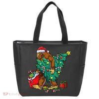 Bigfoot Christmas Tree Lights Xmas Tote Bag thumb 0