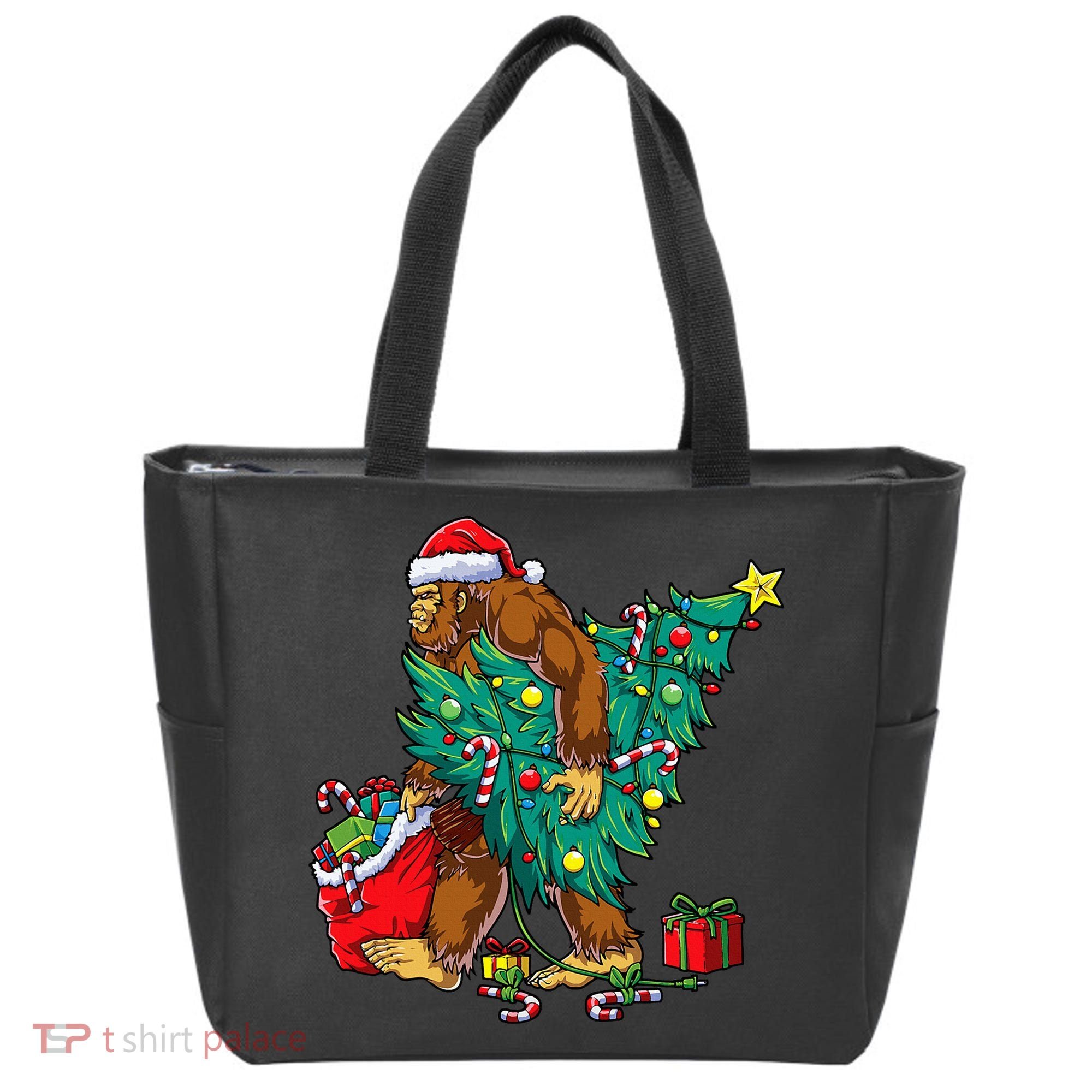 Bigfoot Christmas Tree Lights Xmas Tote Bag