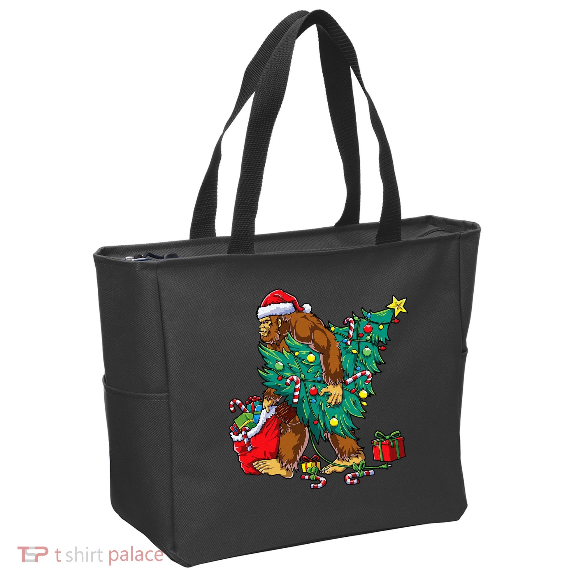 Bigfoot Christmas Tree Lights Xmas Tote Bag