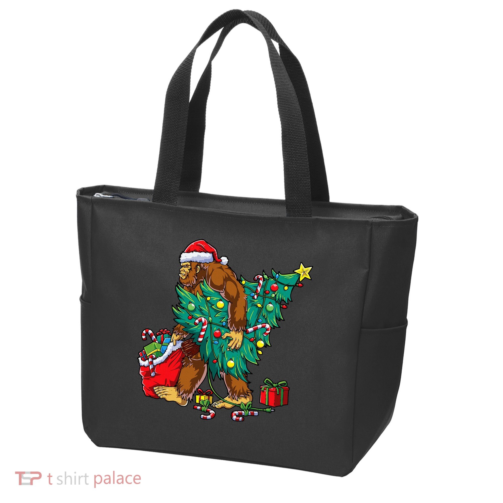 Bigfoot Christmas Tree Lights Xmas Tote Bag