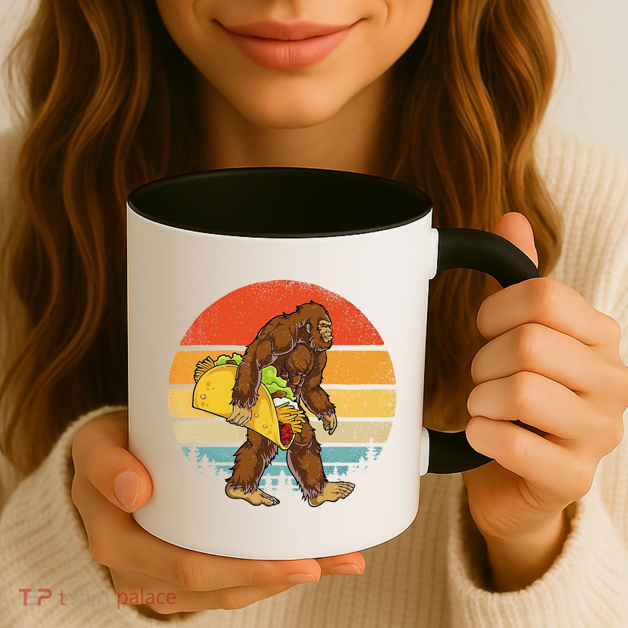 Bigfoot Carrying Taco Funny Cinco De Mayo Sasquatch Coffee Mug
