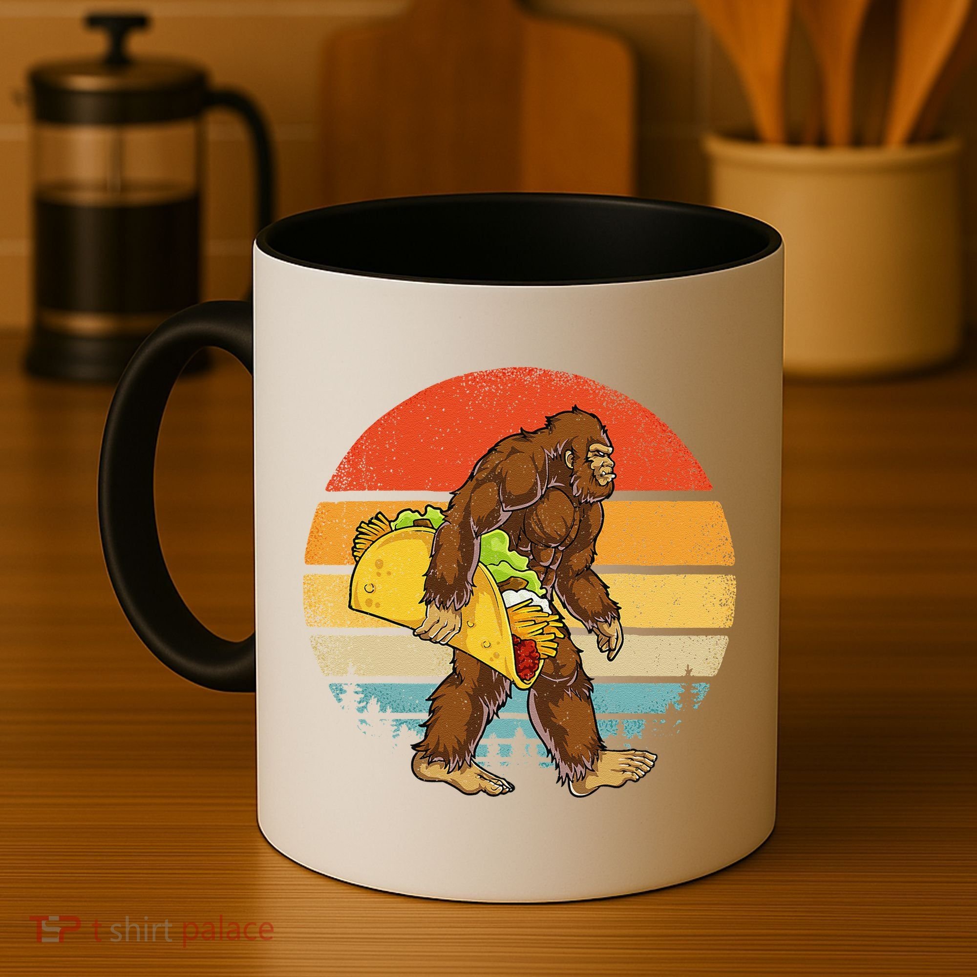Bigfoot Carrying Taco Funny Cinco De Mayo Sasquatch Coffee Mug
