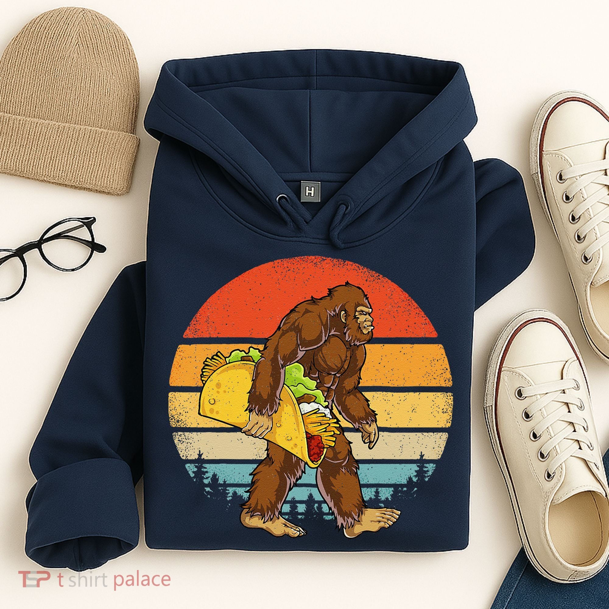 Bigfoot Carrying Taco Funny Cinco De Mayo Sasquatch Hoodie