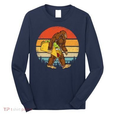Bigfoot Carrying Taco Funny Cinco De Mayo Sasquatch Long Sleeve Shirt