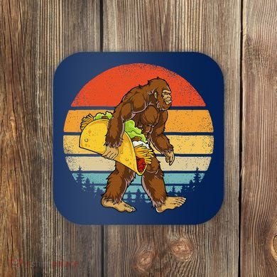 Bigfoot Carrying Taco Funny Cinco De Mayo Sasquatch Coaster