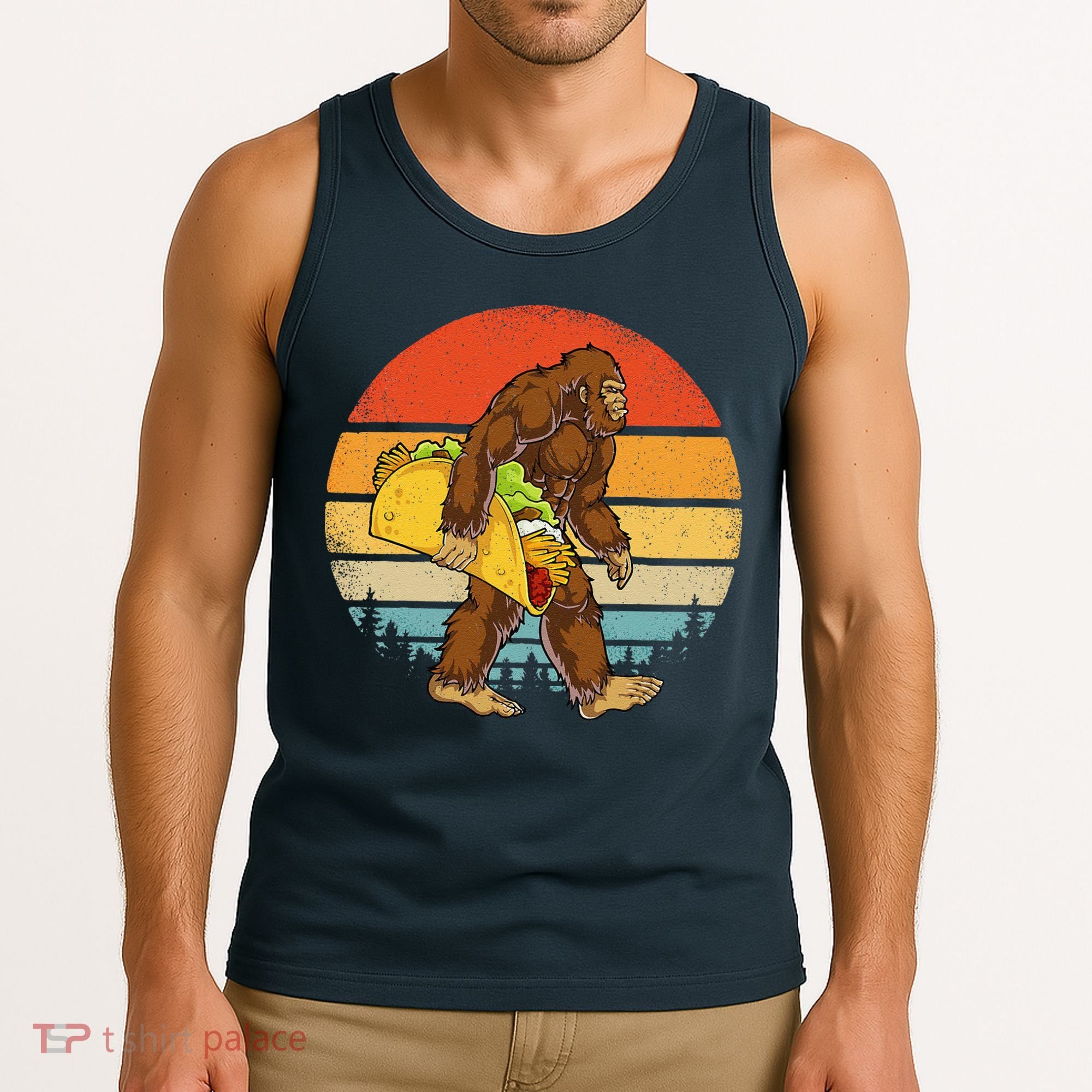 Bigfoot Carrying Taco Funny Cinco De Mayo Sasquatch Tank Top