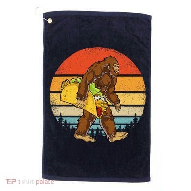 Bigfoot Carrying Taco Funny Cinco De Mayo Sasquatch Golf Towel