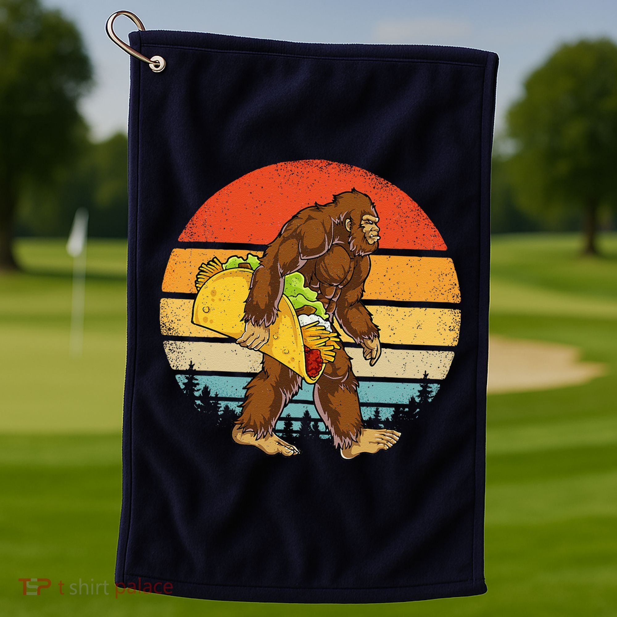 Bigfoot Carrying Taco Funny Cinco De Mayo Sasquatch Golf Towel