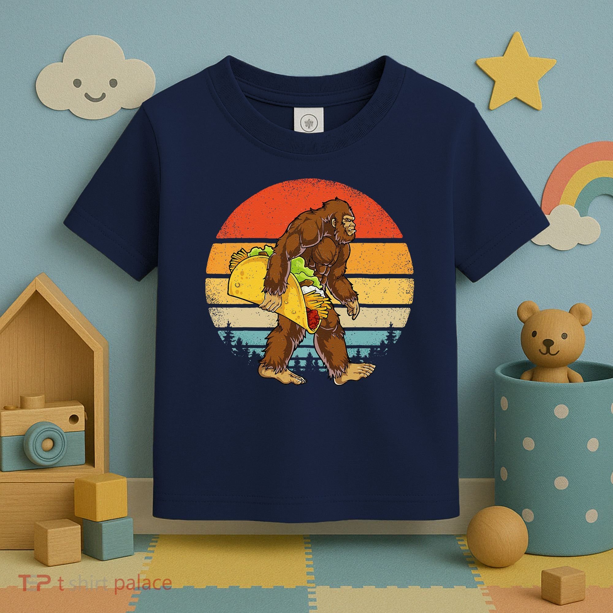 Bigfoot Carrying Taco Funny Cinco De Mayo Sasquatch Toddler T-Shirt
