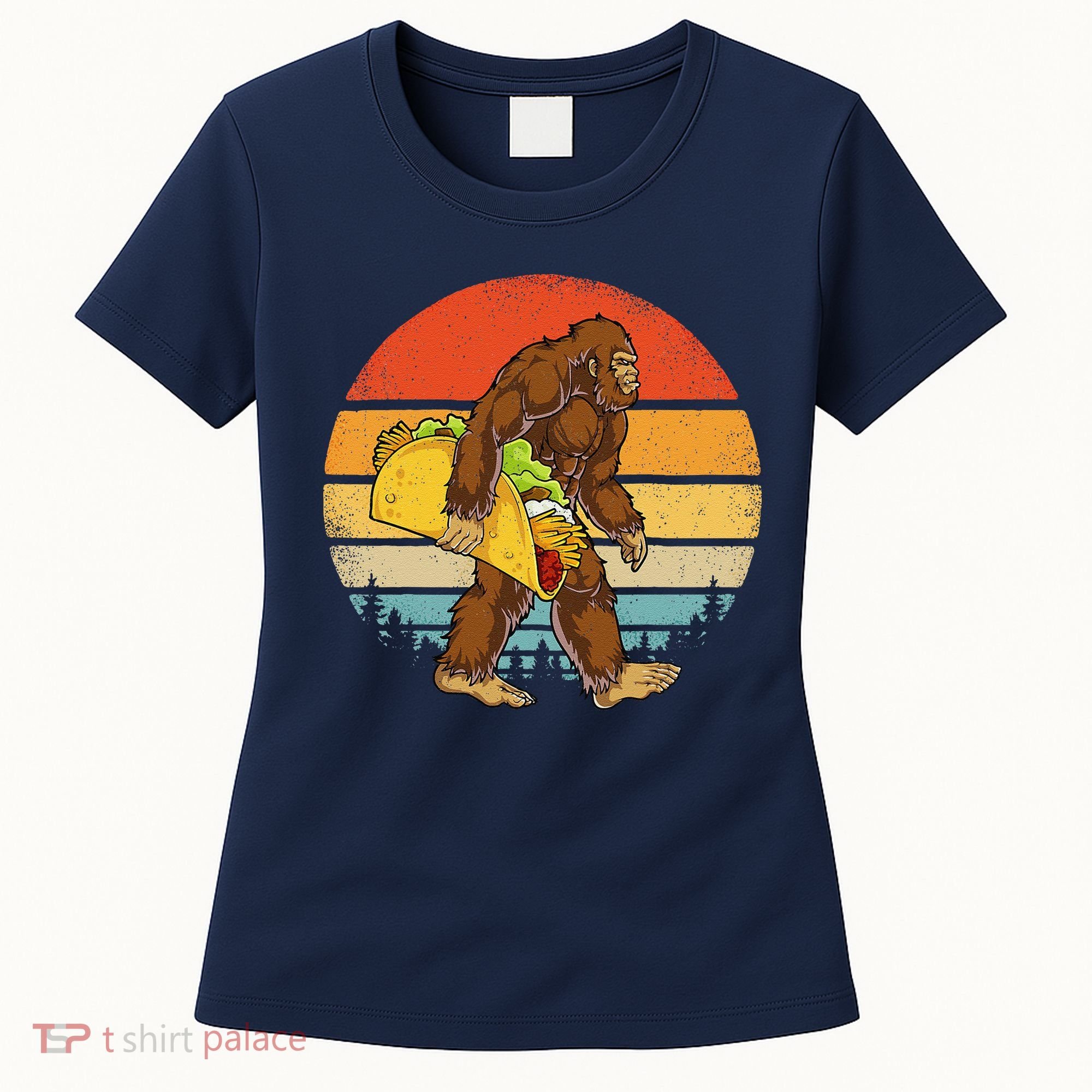 Bigfoot Carrying Taco Funny Cinco De Mayo Sasquatch Women's T-Shirt