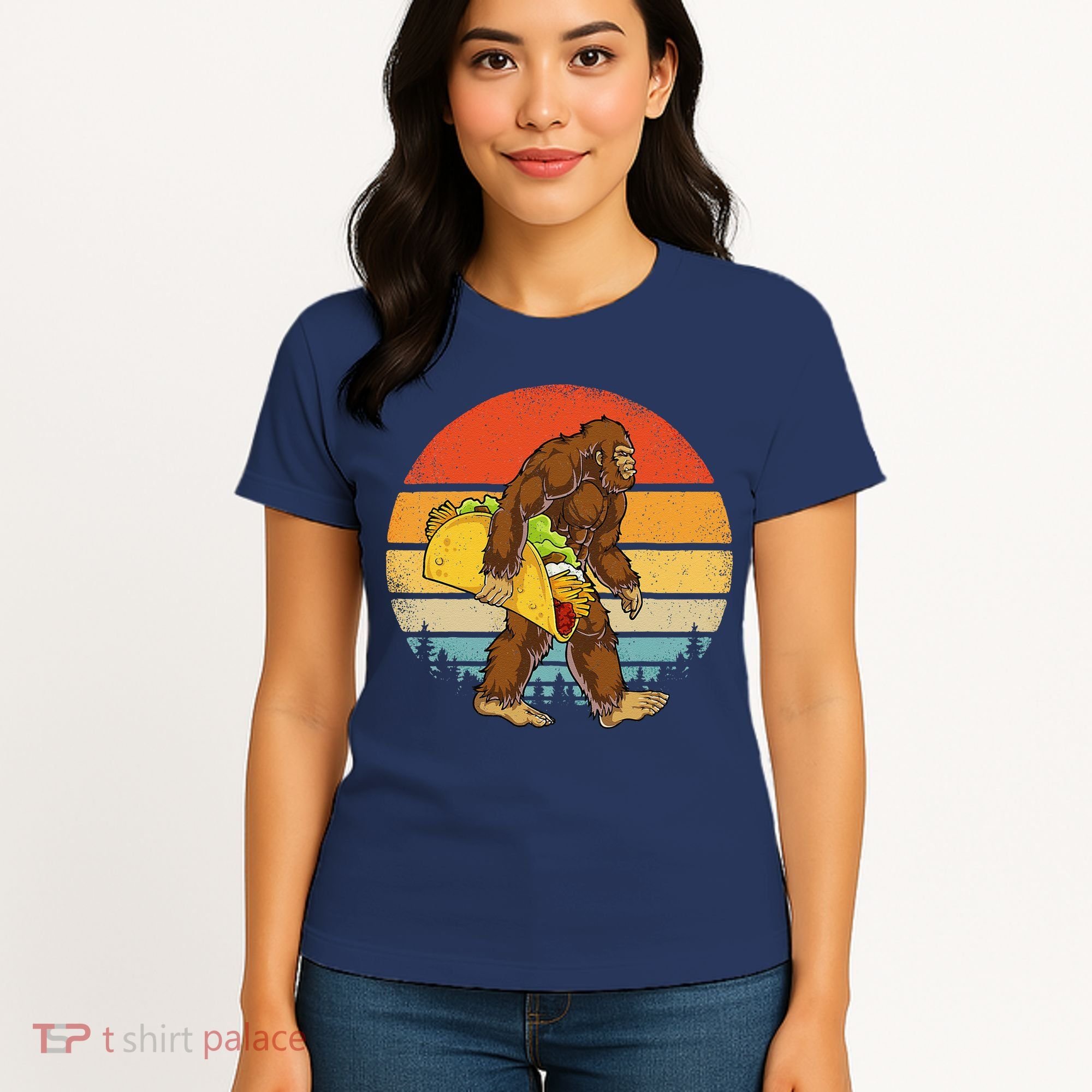 Bigfoot Carrying Taco Funny Cinco De Mayo Sasquatch Women's T-Shirt