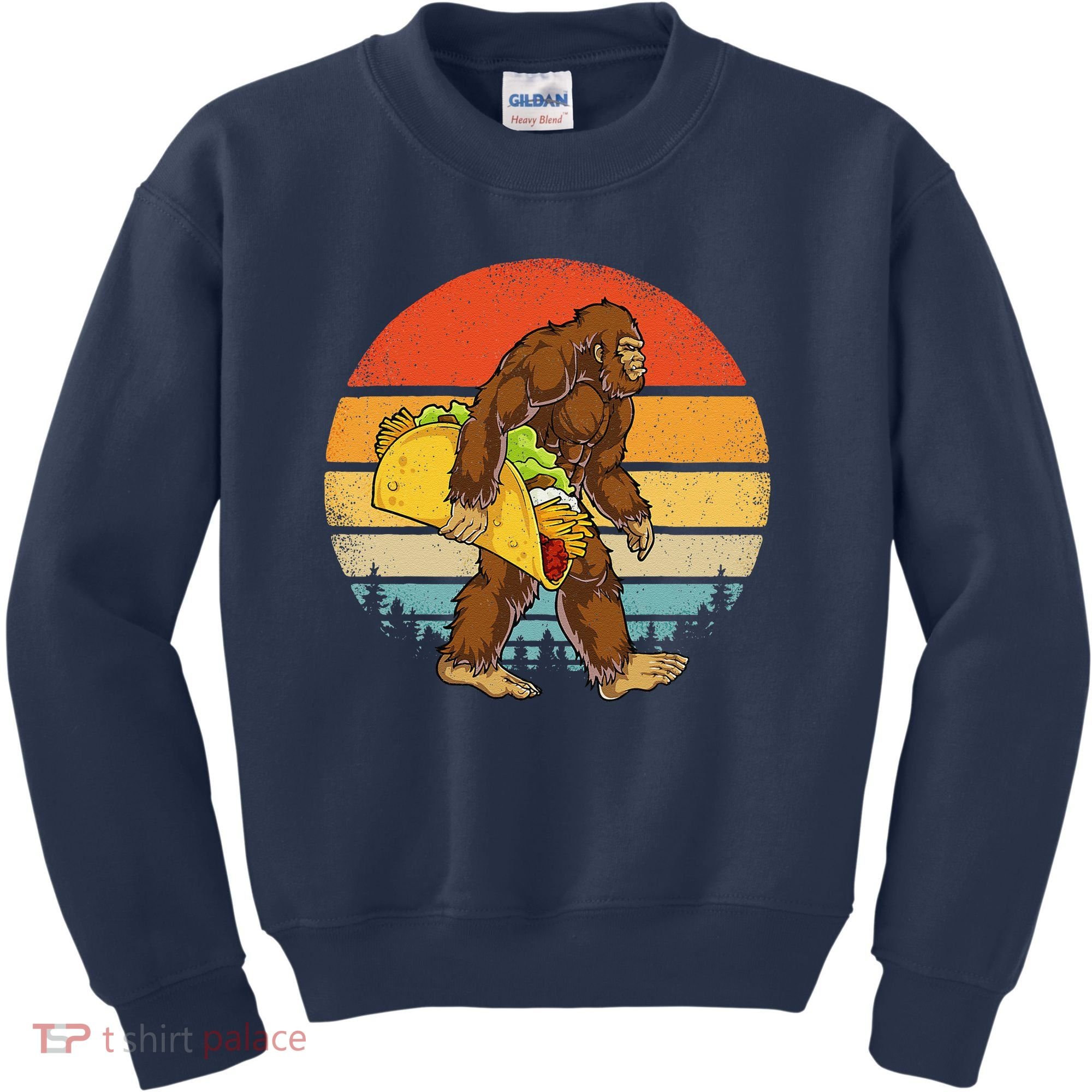 Bigfoot Carrying Taco Funny Cinco De Mayo Sasquatch Kids Sweatshirt