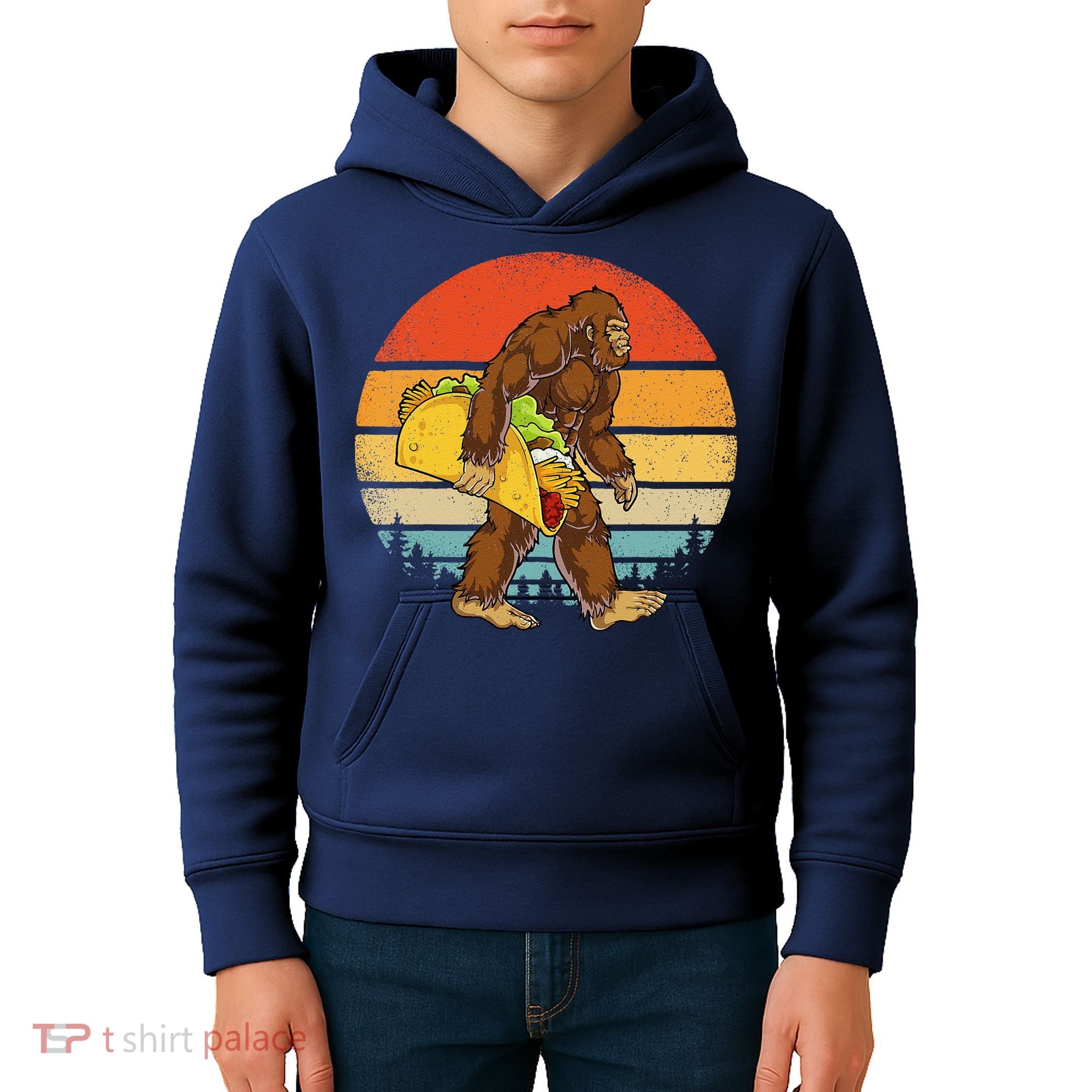 Bigfoot Carrying Taco Funny Cinco De Mayo Sasquatch Kids Hoodie