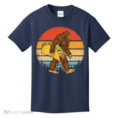 Bigfoot Carrying Taco Funny Cinco De Mayo Sasquatch Kids T-Shirt