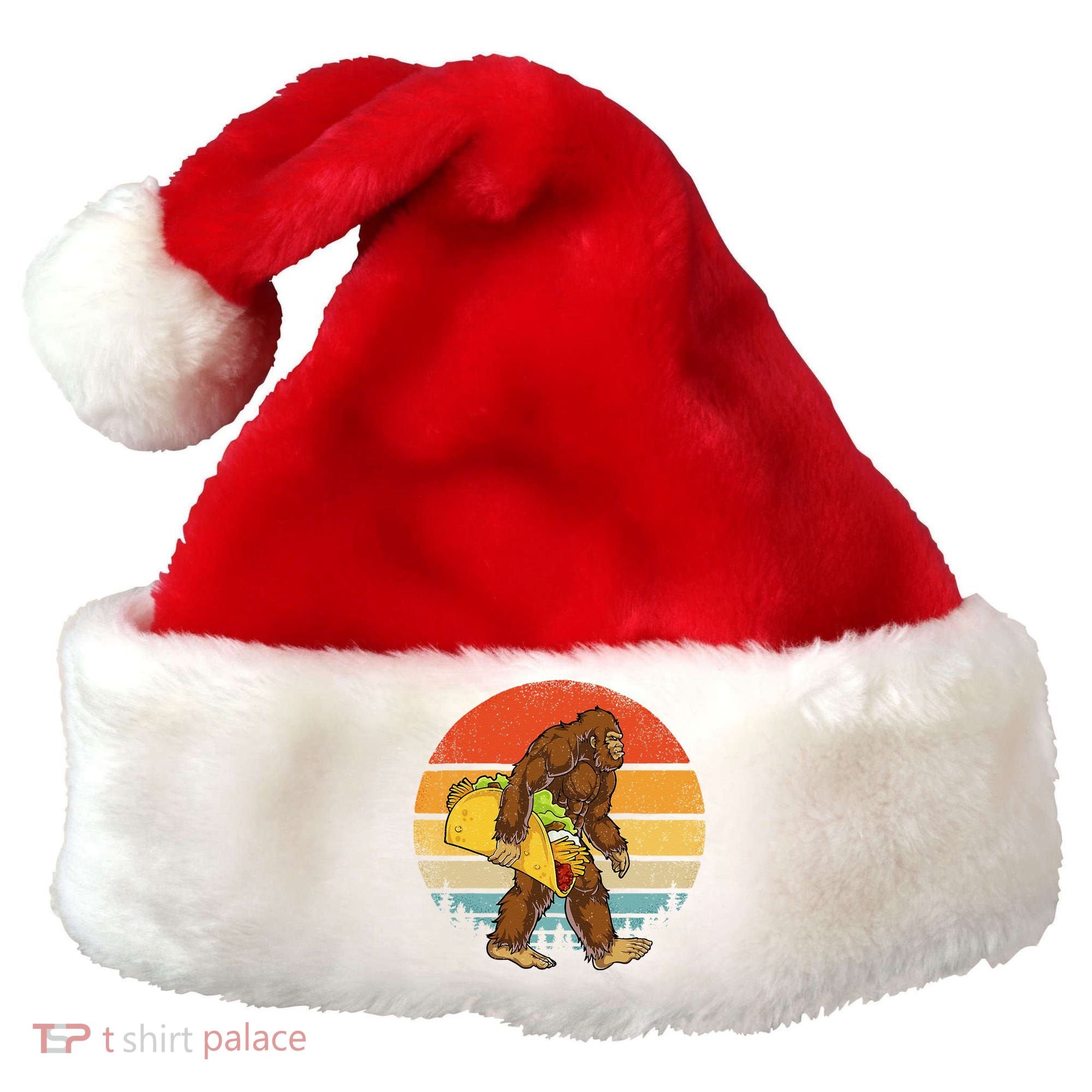 Bigfoot Carrying Taco Funny Cinco De Mayo Sasquatch Santa Hat