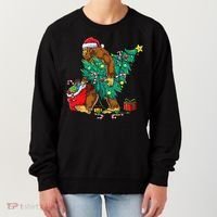 Bigfoot Christmas Tree Lights Xmas Sasquatch Lovers Women's Sweatshirt thumb 0
