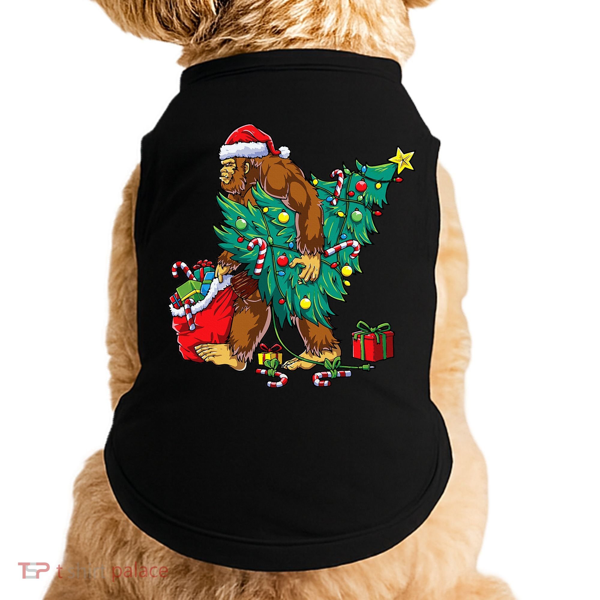 Bigfoot Christmas Tree Lights Xmas Sasquatch Lovers Doggie Tank