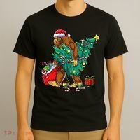 Bigfoot Christmas Tree Lights Xmas Sasquatch Lovers T-Shirt thumb 3