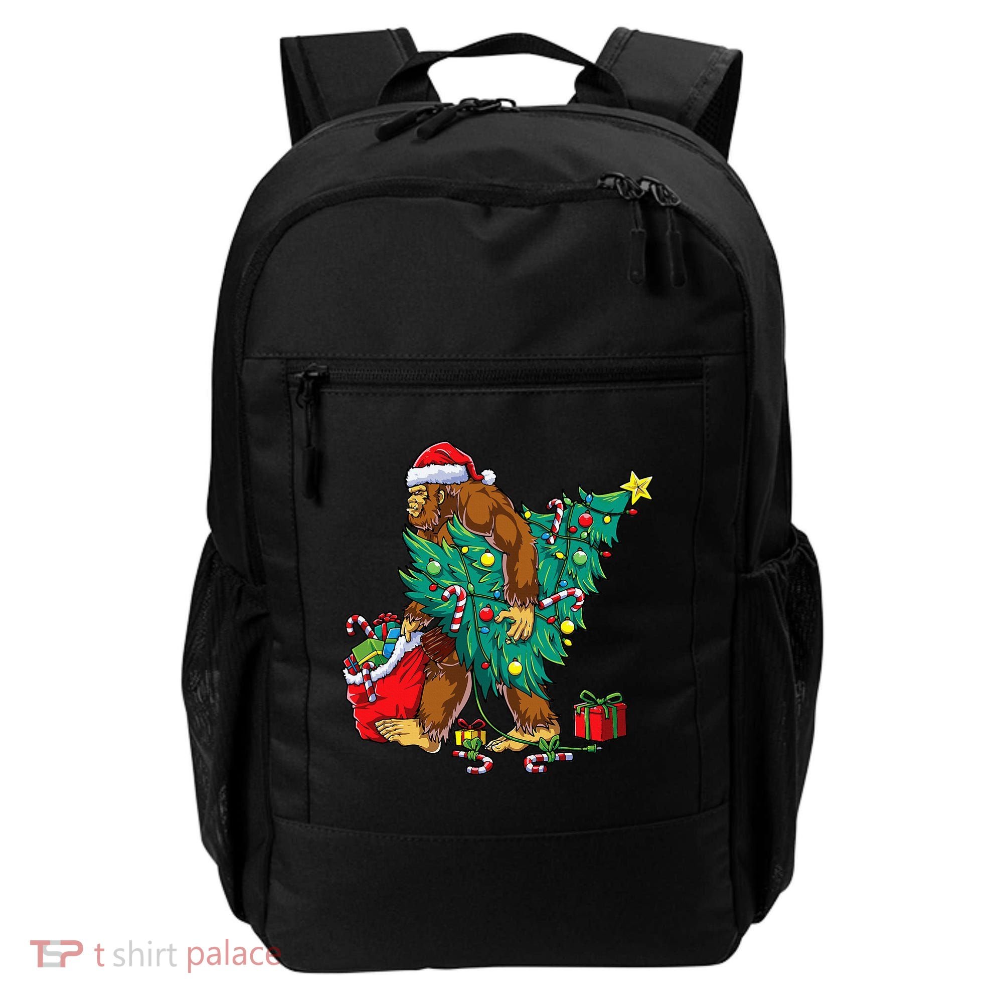 Bigfoot Christmas Tree Lights Xmas Sasquatch Lovers Backpack